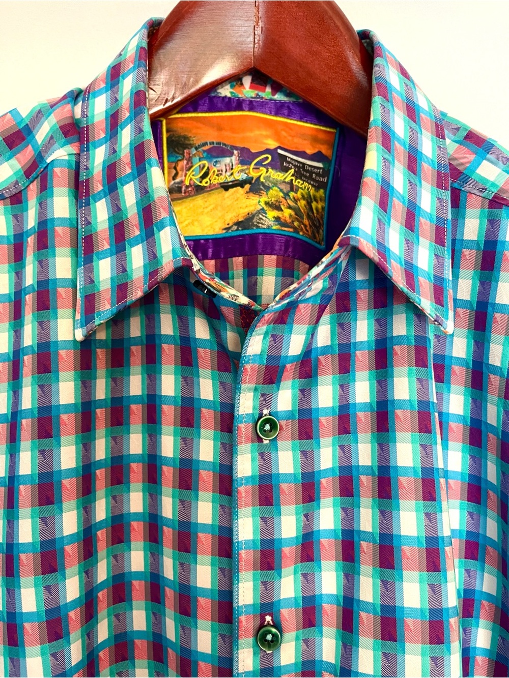 Robert Graham Mojave Large Checks Short Sleeve Shirt 1XL-Big